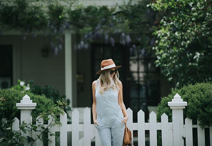 linen overalls and hat attack hat