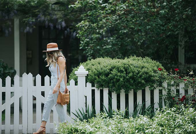 revolve linen overalls and hat attack